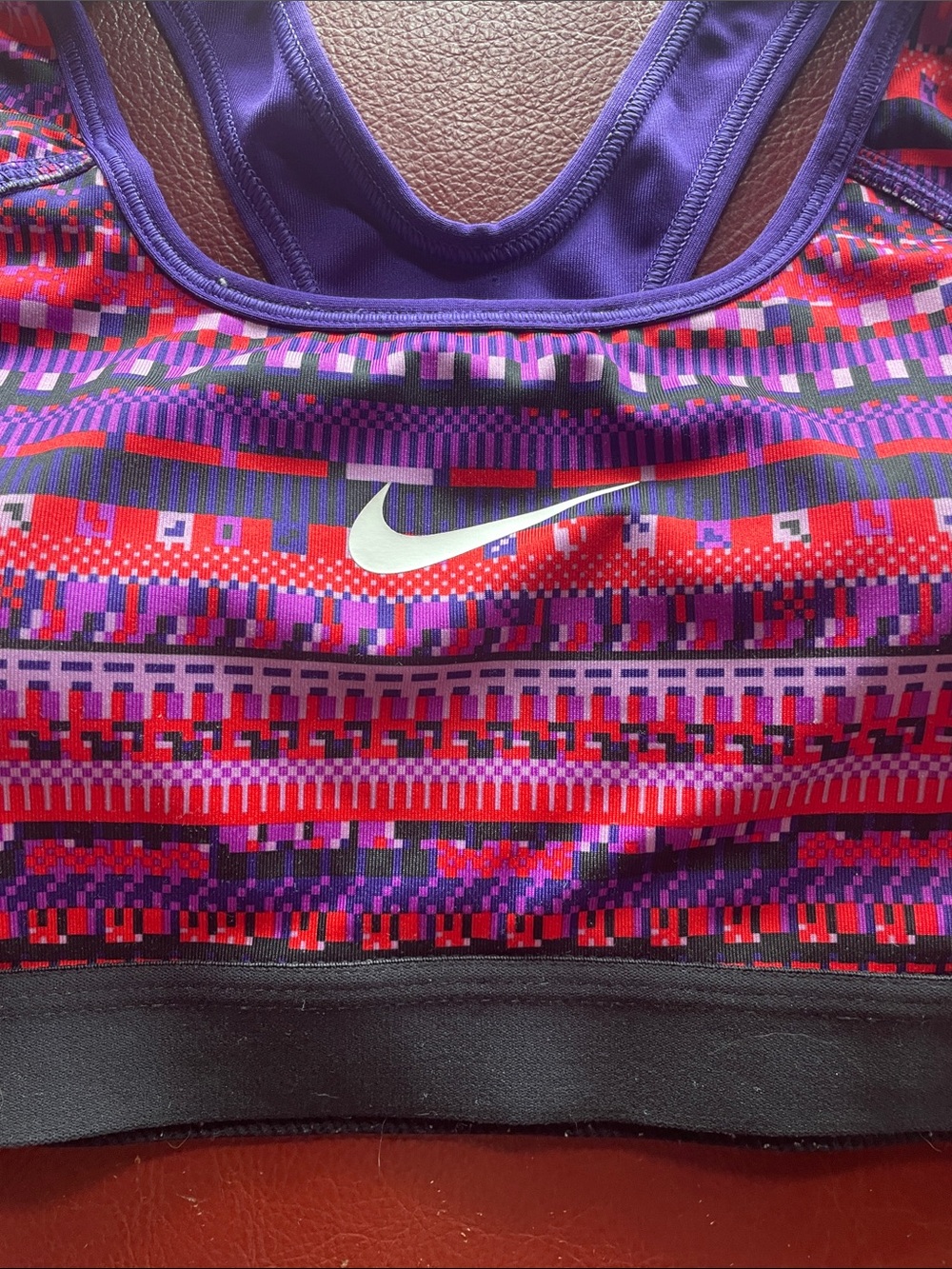 Nike Purple and Pink Patterned Racerback Sports Bra, XS